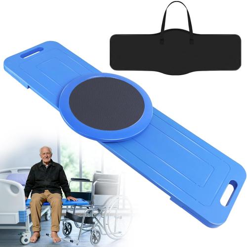 LOSCHEN Slide Transfer Board with Turntable, Slide Assist Device for Transferring or Seniors from Wheelchair to Bed, Toilet, Tub, Car - Slide Board with Turntable（Blue 35inch）