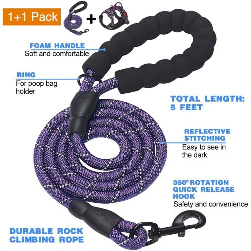 tobeDRI No Pull Dog Harness Adjustable Reflective Oxford Easy Control Medium Large Dog Harness with A Free Heavy Duty 5ft Dog Leash