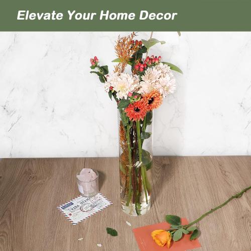 Tall Vases for Centerpieces, Clear Acrylic Cylinder Vase, 4 W x 16 H Round Vase, Decorative Centerpieces Flower Vases for Wedding, Home