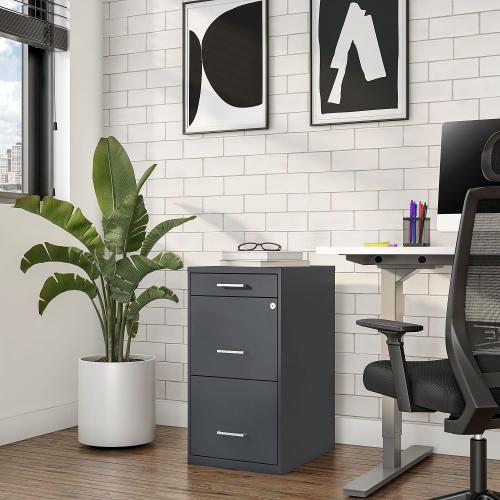 Staples 3-Drawer Vertical File Cabinet, Letter Size, Lockable, Charcoal