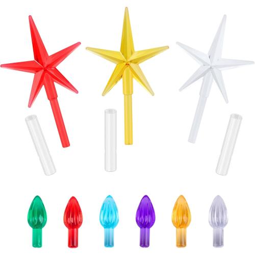 Ceramic Christmas Tree Replacement Lights Bulbs, Flame Shape Light up Artcraft Accessories for Ceramic Tree, Multicolor Medium Twist Light Ornaments, 120Pcs   3 Star