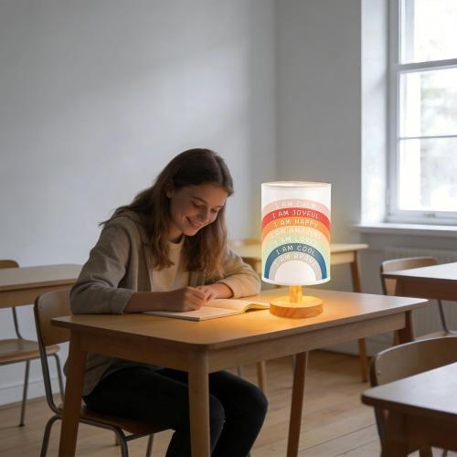 Lonfliness Boho Kids Table Lamp Rainbow Bedside Lamp Bedroom LED