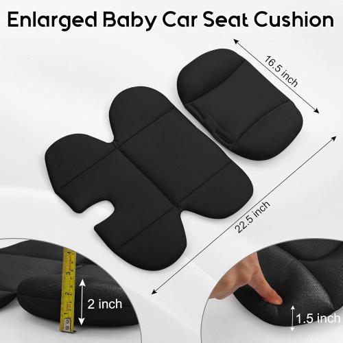 Infant Car Seat Insert with 2 Headrest for Preemie to Toddler, Thickened Baby Car Seat Head Support for Side Impact Protection, Breathabble Newborn Carseat Insert with Filled Spong