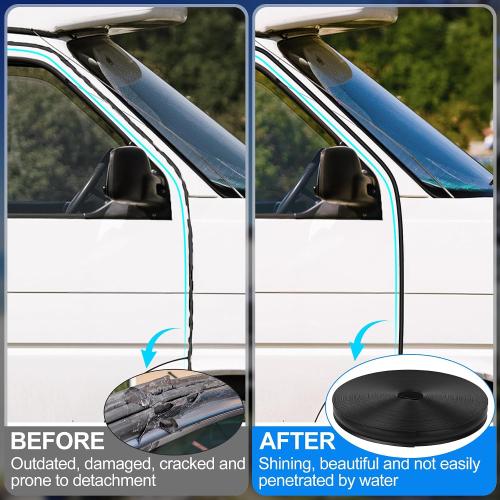 1 RV Trim Molding Insert, 100 FT Heavy Duty RV TPE Trim Molding Weather Stripping Exterior Replacement, Waterproof Screw Cover Corner for Camper Travel Trailer Boat Channel, Black