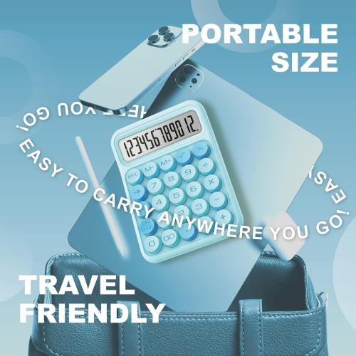 CATIGA Mechanical Switch Calculator, Blue Calculator with 12 Digit Large LCD Display & Big Buttons for Office Desk, Classroom Math, Back to School Supplies, Cute Aesthetic Desk Accessories