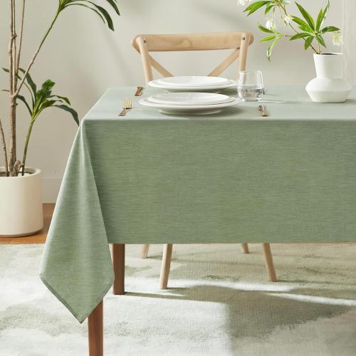 IVAPUPU Textured Linen Rectangle Table Cloth, Sage Green, 52 x 70 Inch