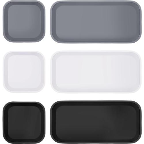 Wenqik 6 Pcs Mini Silicone Vanity Tray Bathroom Counter, Black, White, Gray