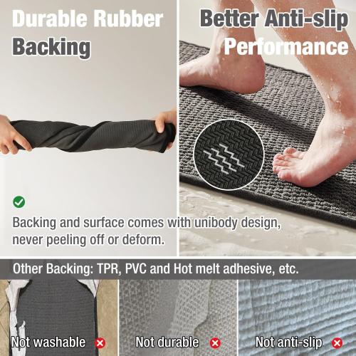 TYUU Bathroom Rugs Non Slip Washable, Super Absorbent Thin Bath Mat Small Quick Dry Low Pile Bathroom Rug, Dark Grey 16x24