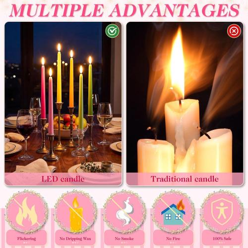 Baquler 24 Pcs 11'' Summer Fruit Flameless Taper Candles