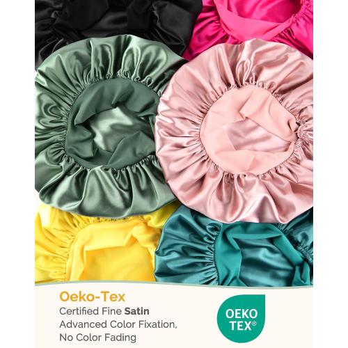YANIBEST Adjustable Silk Bonnet for Sleeping Women Double Layer Satin Bonnet Reduce Friction Prevent Frizz Curly Hair