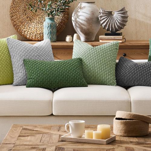 Kevin Textile Soft Corduroy 12x20 Lumbar Pillow Cover 1 Pack, Sage Green