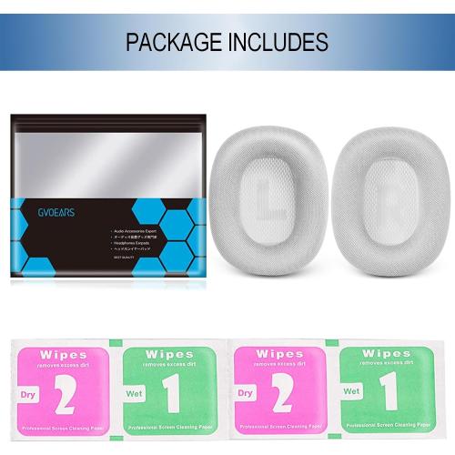 GEVO Upgraded Ear Cushions Replacement Earpads for AirPods Max 1 & 2 Headphones, Mesh Fabric Ear Pads Ear Covers Cups with Memory Foam and Magnet for AirPods Max 1 & 2 (Silver)