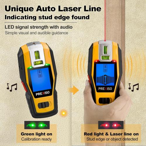 PREXISO 2-in-1 Stud Finder with Laser Level, Rechargeable Cross Line Laser
