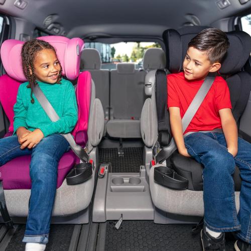 Diono Cambria LE, 2-in-1 Belt Positioning Booster Seat,Backless and High-Back Booster seat for Children from 40—120 lb,17 Wide,6 Headrest Positions,Lightweight with Latch,Pink