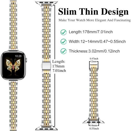 MioHHR Slim Metal Band Compatible with Apple Watch Bands 42/41/40/38mm