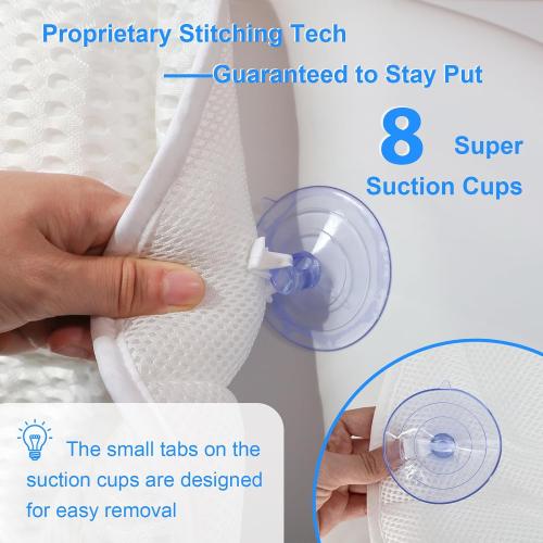 Luxury Oversized Petal-Shaped Bath Pillow for Head, Neck and Backrest, Extra Thick, Polyester, White, Anti-Slip Suction Cups, Washable, Spa Bathroom Accessories