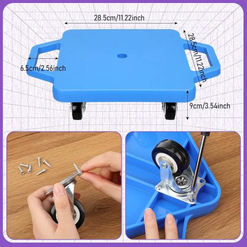 Jerify 4 Pieces Sports Scooter Board with Handles Plastic Casters Floor Sitting Scooter Boards for Kids Children Gym Indoor Outdoor Activities Play Equipment, 11.22 x 11.22 inch