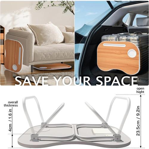 Lap Desk for Laptop Bed Trays for Eating and Laptops Breakfast in Bed Laptop Stand TV Trays for Bed with Cup Holder/Drawer for Sofa/Couch Portable Foldable (Black Walnut, L(23×16) Drawer)
