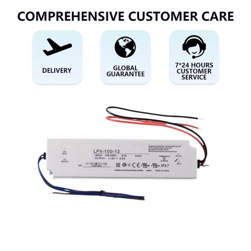 LPV-100-12 12V 8.5A 102W Switching Power Supply, IP67 Waterproof LED Driver for Outdoor Lighting/Industrial Equipment/Advertising Displays