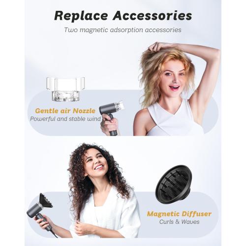 Dual Voltage Hair Dryer, High-Speed Ionic Blow Dryer for Fast Drying, Travel Compact Hair Blow Dryer with Magnetic Curly Diffuser for Home, Portable Hairdryer International 100-240V