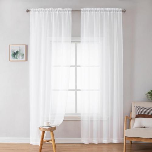 Simplebrand White Sheer Curtains 72 Inches Long 2 Panels for Living Room, Rod Pockets Airy Window Treatments Voile Sheer White Curtains Panels Lightweight for Front Back Patio Glass Door, 42 Width