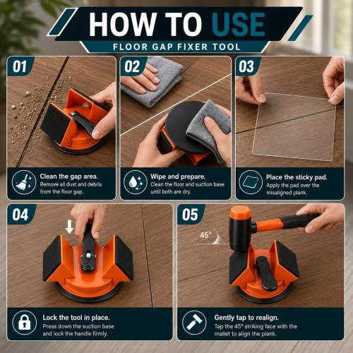 Floor Gap Fixer Tool, Floor Gap Repair Tool Kit, Upgraded Suction Cup