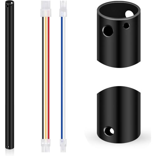 VIHOSE 18 Inch Ceiling Fan Downrod with Extension Cord 1.5 ft Black Downrod for Ceiling Fan 1 Inch Outside Diameter Not Threaded Suitable for a Wide Range of Fans