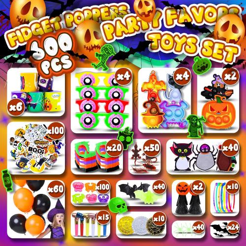 600Pcs Halloween Party Favors for Kids, Bulk Fidget Toys, Non-Candy Treats