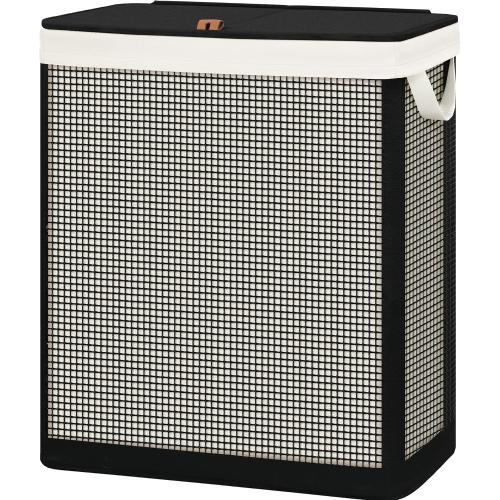 STO STO 2 Section Laundry Hamper with Lid, 140L Steel-Frame Double Laundry Hamper with Removable Washable Liner, Breathable Large Laundry Basket for Bedroom, Bathroom, Laundry Room, Dorm, Closet