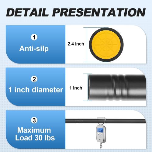 CorkLatta Black Shower Curtain Rod 31 to 80 Inch,1 Inch Diameter Adjustable Spring Tension Stainless Steel Telescoping Rod,Easy Install,No Rust