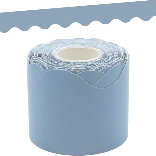 Teacher Created Resources Cottage Blue Scalloped Rolled Border Trim - 50ft - Decorate Bulletin Boards, Walls, Desks, Windows, Doors, Lockers, Schools, Classrooms, Homeschool & Offices