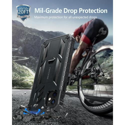 FNTCASE for iPhone 11/XR Case, with Built-in Screen Protector, Kickstand