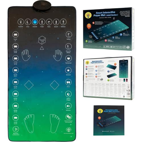 My Salah Mat for Adults - Smart Interactive Prayer Mat for Adults & Reverts Learning Surahs, Salah, Duas, & More - Muslim Prayer Rug with 25 Touch Keys, Padded Prayer Mat Layer, & Speaker for Ages 8