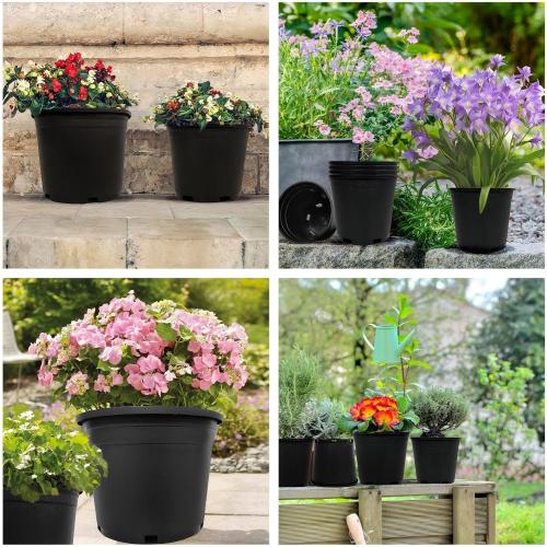 3 Gallon Nursery Pots Plastic Container Injection Molded Pot for Plants Flexible with Drainage Holes Suitable for Plants Soil Growers or Hydroponics Black 10 Pcs
