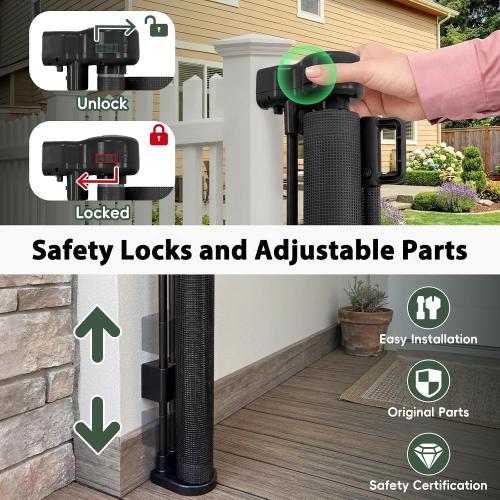 275 Retractable Baby Gates Extra Wide Driveway Gate Garage Fence, Black | 23ft Extra Long Baby Gate Retractable Dog Gate, 48 Extra Tall Pet Gate Outdoor Retractable Fence, Garage Gate Wide Dog Gate