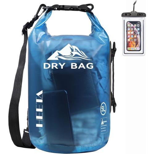 HEETA Dry Bag Waterproof Backpack with Phone Case 5L/10L/20L/30L/40L | Roll Top Lightweight Dry Storage Bag for Women Men, Travel Boating Kayaking Paddle Board Camping Beach Essentials Accessories