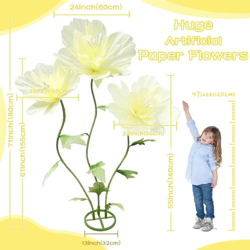 Giant Artificial Fake Flowers, Waterproof 3D Wedding Party & Home Decor