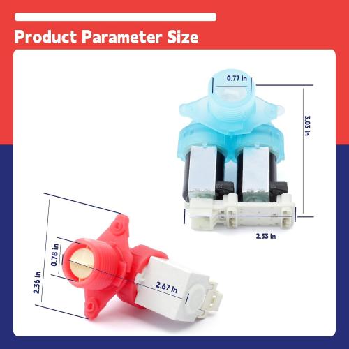 W11688994 & W11688995 Washer Cold and Hot Water Inlet Valve Set 1/2 in Threaded NPT Replacement for Whirlp Washing Machine Parts Replace W11486360 W11486361
