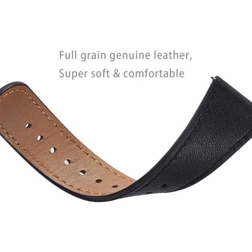 WFEAGL for Fitbit Versa Band, Top Grain Leather Band for Fitbit Versa Fitness Smart Watch (Black Band   Black Buckle)