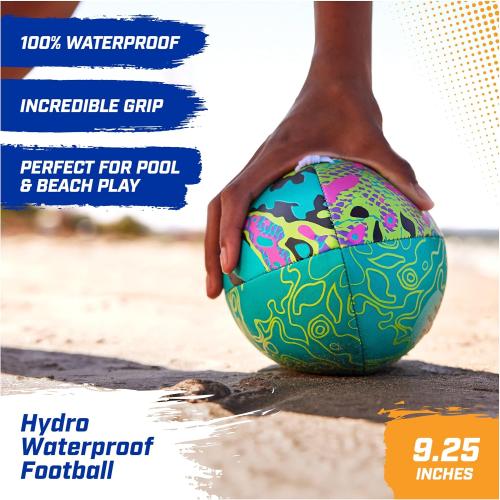 Swimways Hydro Waterproof Football, Outdoor Games for Adults and Kids, Swimming Pool Accessories and Pool Party Games,9.25 Inches, Green