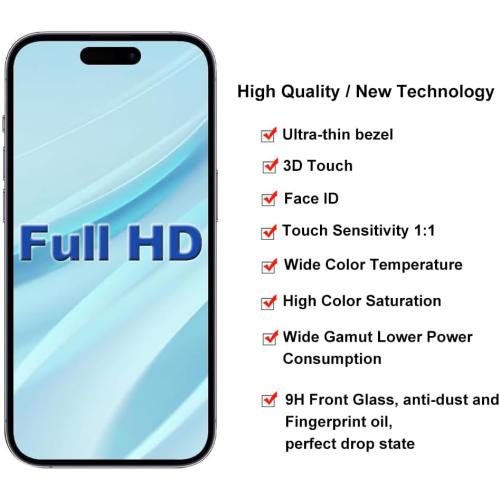 Fixerman for iPhone 15 Pro Screen Replacement 6.1 inch Full HD, 3D Touch LCD Display Digitizer Assembly with Repair Tools - Model A2848, A3101, A3104, A3102