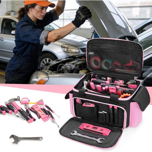 Rexmica Pink Tool Bag for Women Tool Storage Organizer Tactical Range Bag