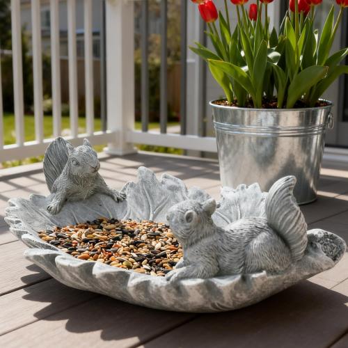 Concrete Bird Bath Bowl for Outside Small Bird Water Feeder Garden Decor