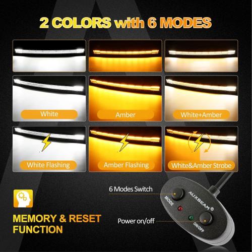 Auxbeam 42 Inch LED Light Bar, 240W Curved Off Road Amber White Combo Beam | 6 Modes Series, White & Amber Switchback, Memory, Restore & Sync Functions, Warning Strobe, Built for Fog, Rain & Offroad