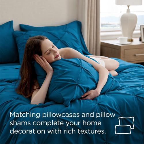 Bedsure 7-Piece Full Size Comforter Sets & Sheets, Teal Full Bedding