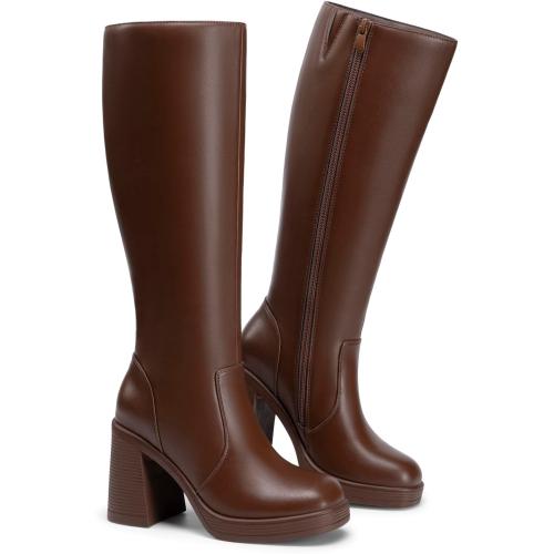 SIZE 7.5‼️Athlefit‼️ Knee High Boots Women Wide Calf Platform Boots with Side Zipper