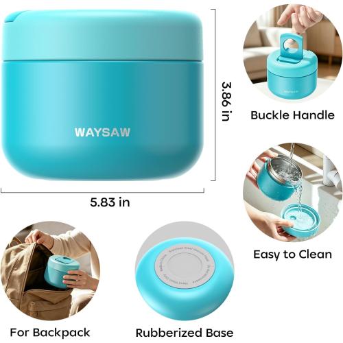 14 oz Kids Thermo for Hot Food, Leakproof Insulated Vacuum Jar/Blue