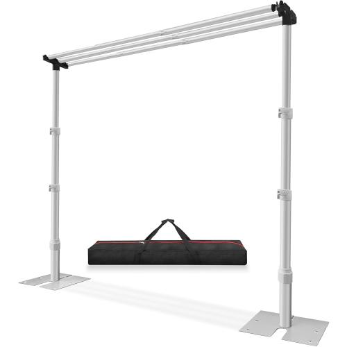 Jiang&Rong 10x10Ft Three Crossbar Backdrop Stand - Heavy Duty Adjustable Metal Frame with Drape Kit, Photographic Studio Backdrop Stand for Wedding, Birthday Party, Banquet Decorations, Events