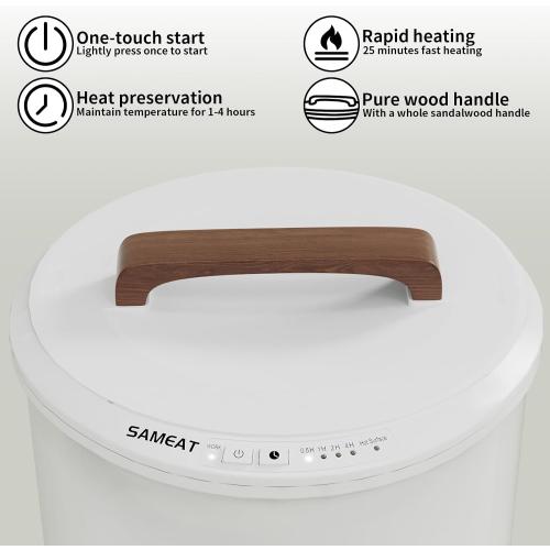 SAMEAT Heated Towel Warmers for Bathroom - Large Towel Warmer Bucket, Wood Handle, Auto Shut Off, Fits Up to Two 40X70 Oversized Towels, White