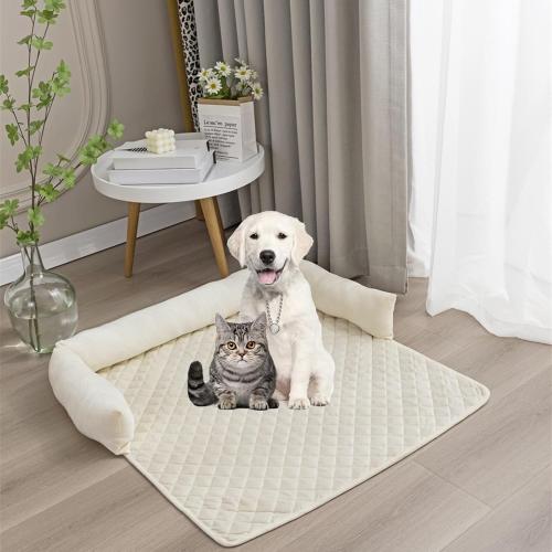 Generic Cooling Dog Bed, Cooling Mat, Cooling Dog Mat, Cooling Mat for Dogs, Cooling Pad for Dog, Washable Couch Protector(Off-white,75 * 75cm/29 * 29in)